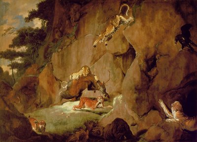 A Pack of Wild Animals Attacking an Antelope by Carl Borromaus Andreas Ruthart